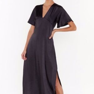 NWT Nasty Gal Tonight you belong with v black maxi dress